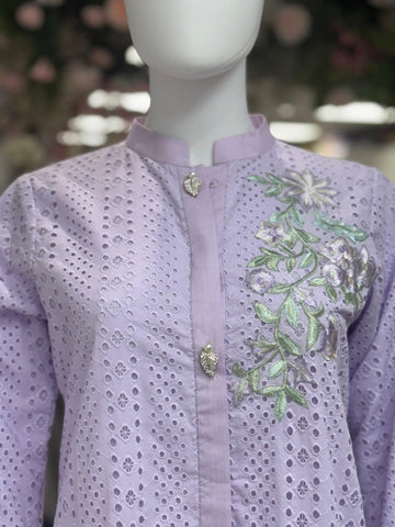 Lavender Stream Chikankari